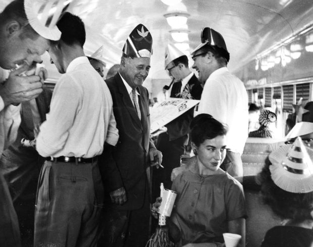 Train commute, 1957